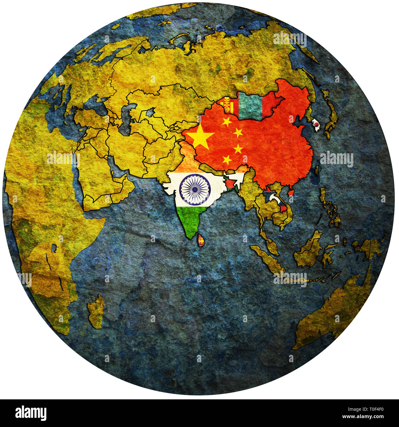 Asia Pacifico Accordo commerciale gli Stati membri con territori e bandiere sulla mappa politica dell Asia Foto Stock