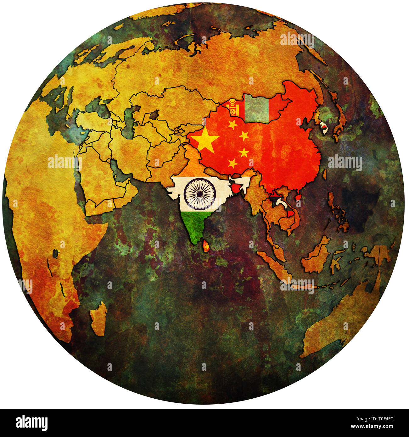 Asia Pacifico Accordo commerciale gli Stati membri con territori e bandiere sulla mappa politica dell Asia Foto Stock