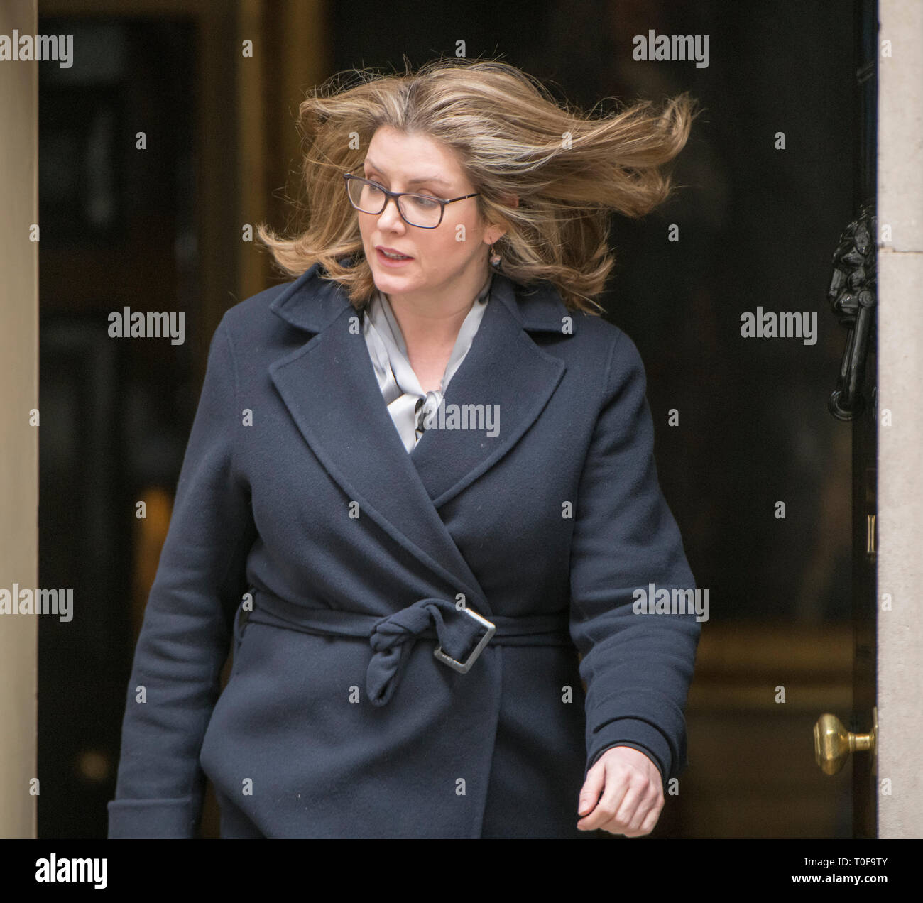 A Downing Street, Londra, Regno Unito. Il 19 marzo 2019. Penny Mordaunt, Segretario di Stato per lo Sviluppo Internazionale, Sviluppo Internazionale Segretario lascia Downing Street dopo settimanale di riunione del gabinetto. Credito: Malcolm Park/Alamy Live News. Foto Stock