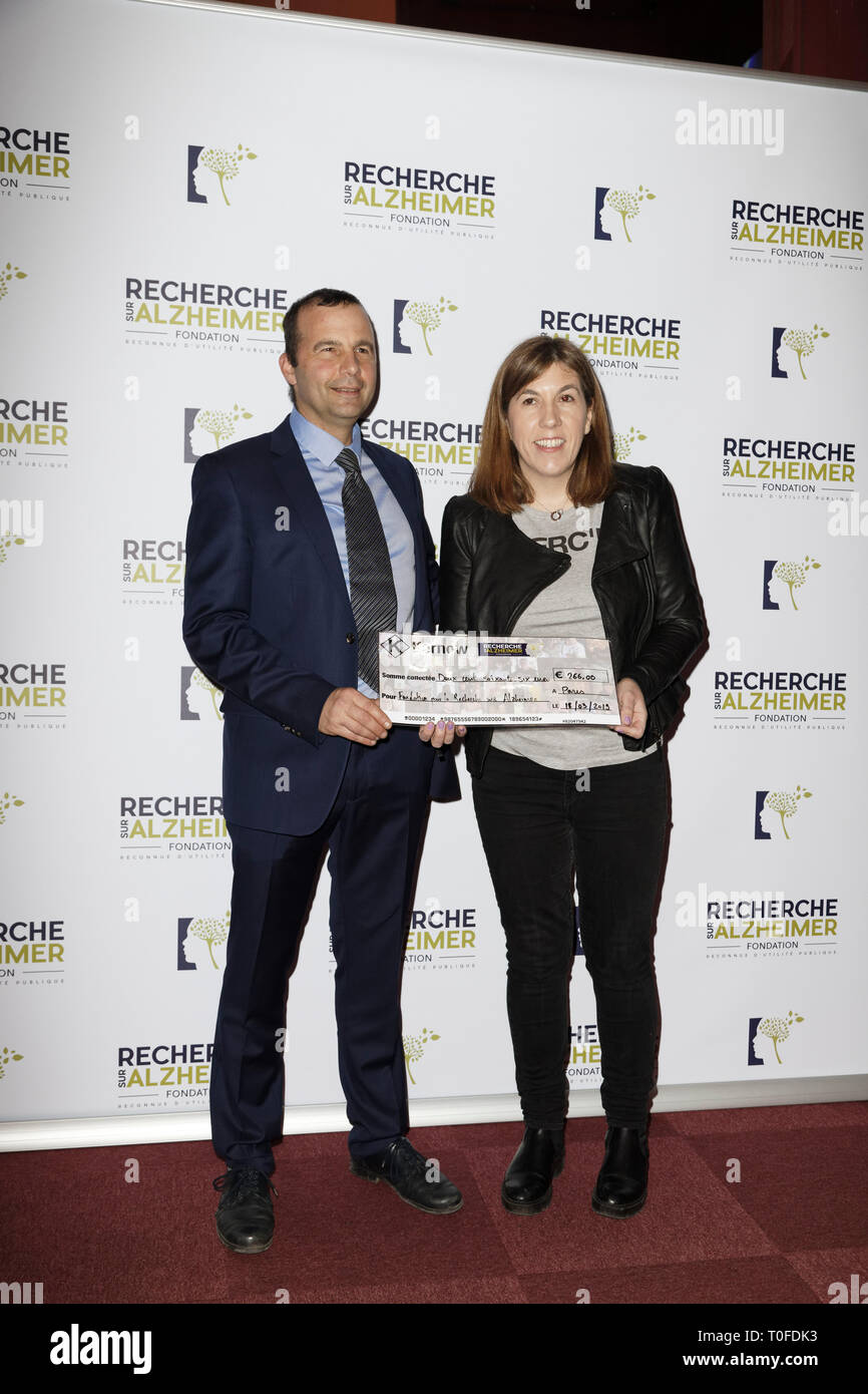 Parigi, Francia. Xviii Mar, 2019. Jean-Luc Angelis e Gaelle Scelo frequentare il XIV Gala Benefico contro il morbo di Alzheimer presso l'Olympia il 18 marzo 2019 a Parigi, Francia. Credito: Bernard Menigault/Alamy Live News Foto Stock