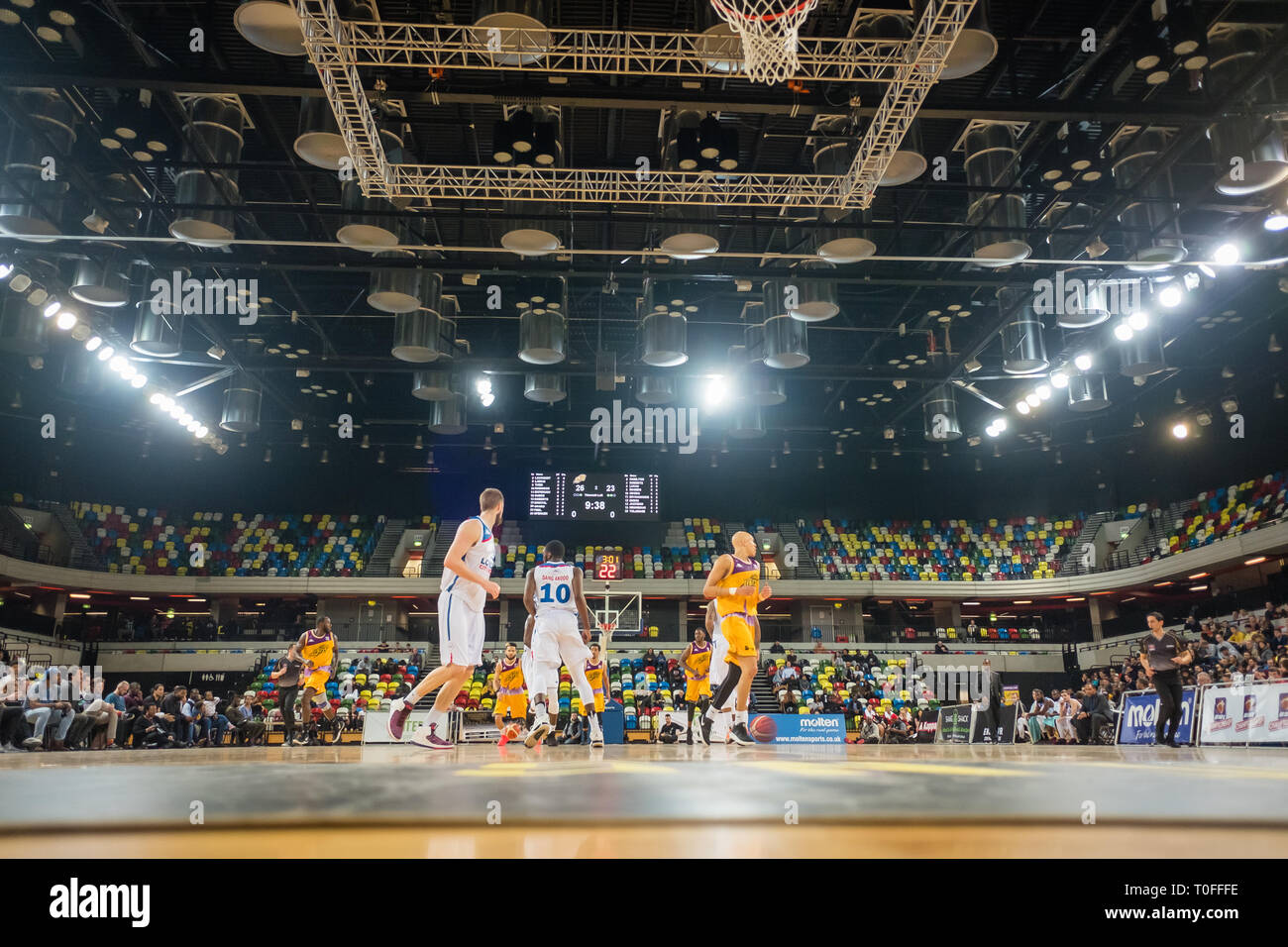 Londra, UK, 19 marzo 2019 Il Lions di Londra ha guadagnato la vendetta sopra i loro rivali locali London City Royals da parte di un cliente di 102-89. Il Royals aveva sconfitto i leoni nel loro incontro precedente e in tal modo di vincere la BBL Trophy. Credito: Ilyas Ayub/ Alamy Live News Foto Stock