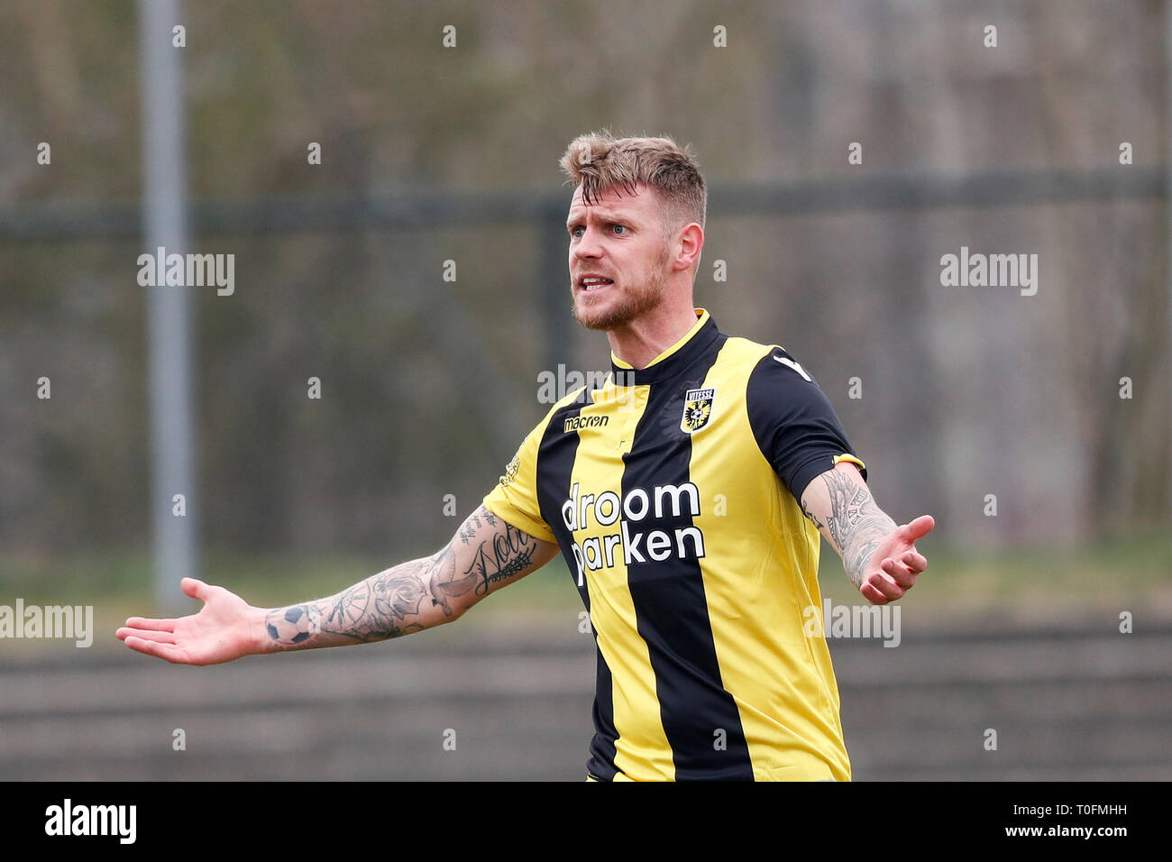 HEERENVEEN , calcio, 20-03-2019 , skoatterwald addestramento complesso , Stagione 2018 / 2019, Friendly ,Maikel van der Werff durante la partita SC Heerenveen - Vitesse Foto Stock