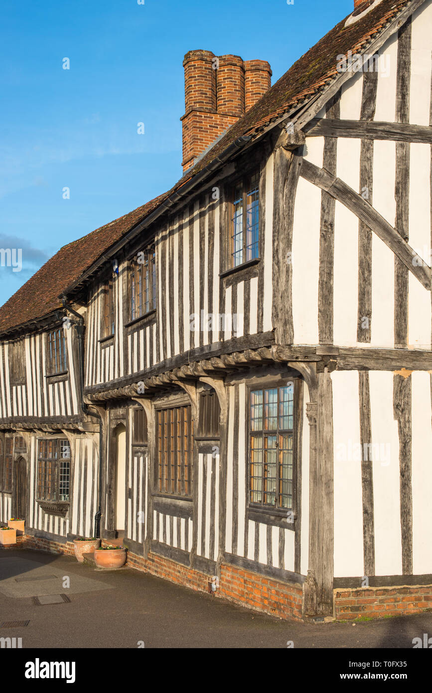 A struttura mista in legno e muratura cottage medievale, Lavenham, Suffolk, Inghilterra, Regno Unito Foto Stock