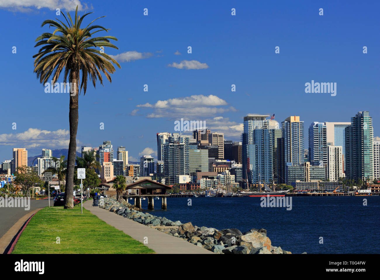 Skyline di Shelter Island, San Diego, California, Stati Uniti d'America Foto Stock