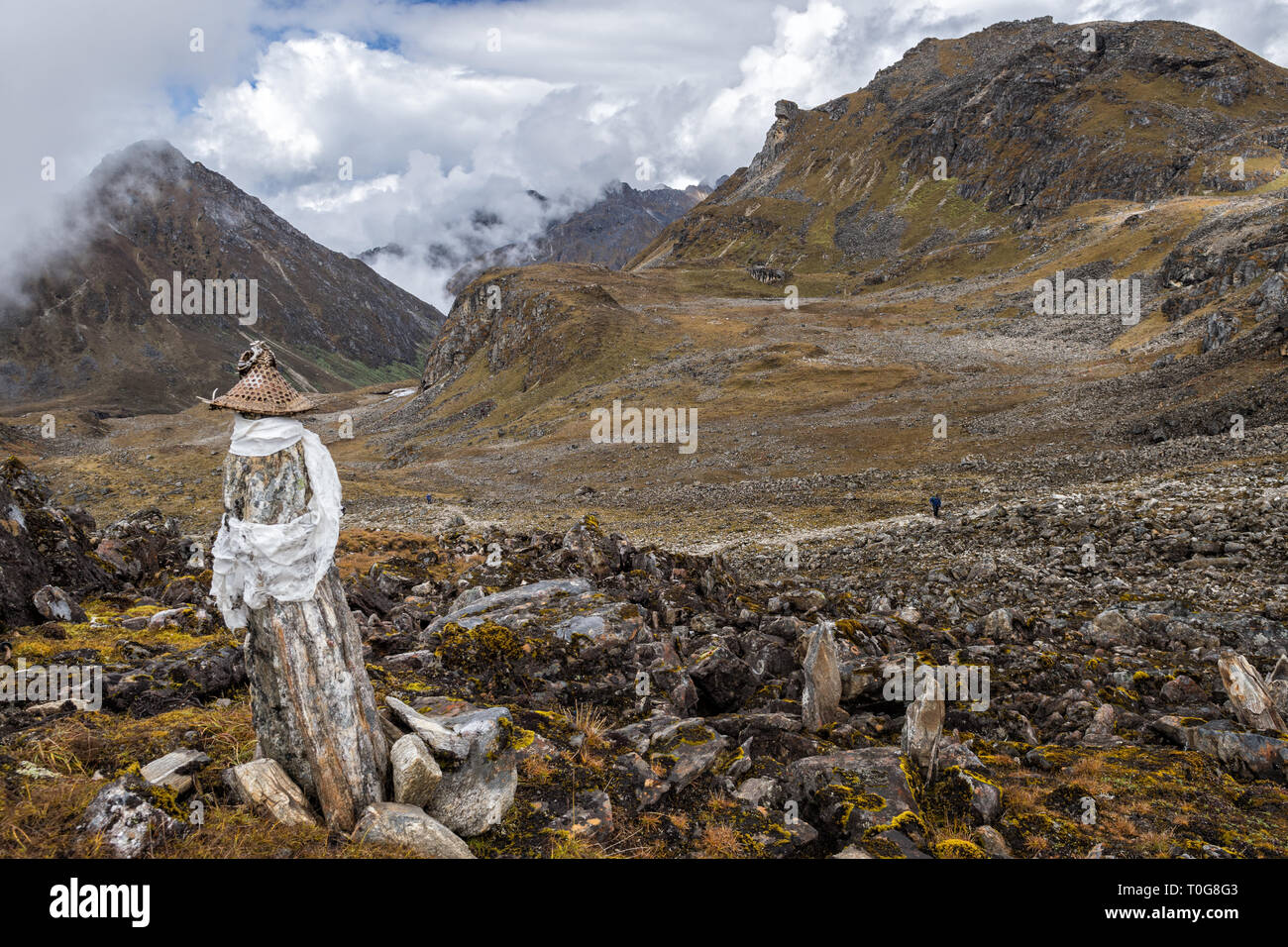 Layap hat a Tsemo La pass, Gasa distretto, Snowman Trek, Bhutan Foto Stock