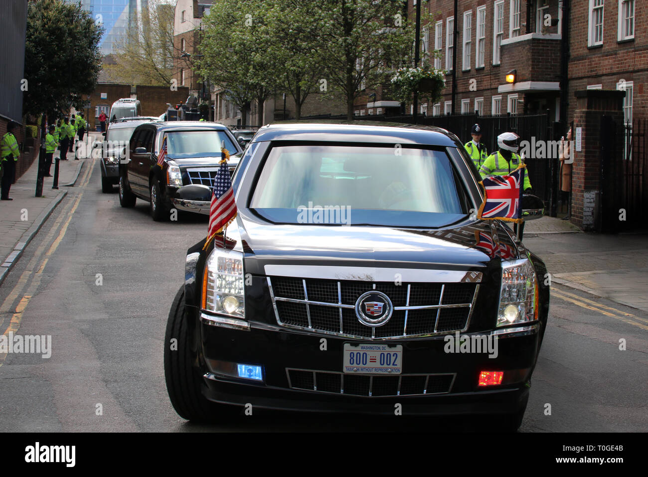 Il presidente Obama visite il Globe Theatre di Londra. Foto Stock