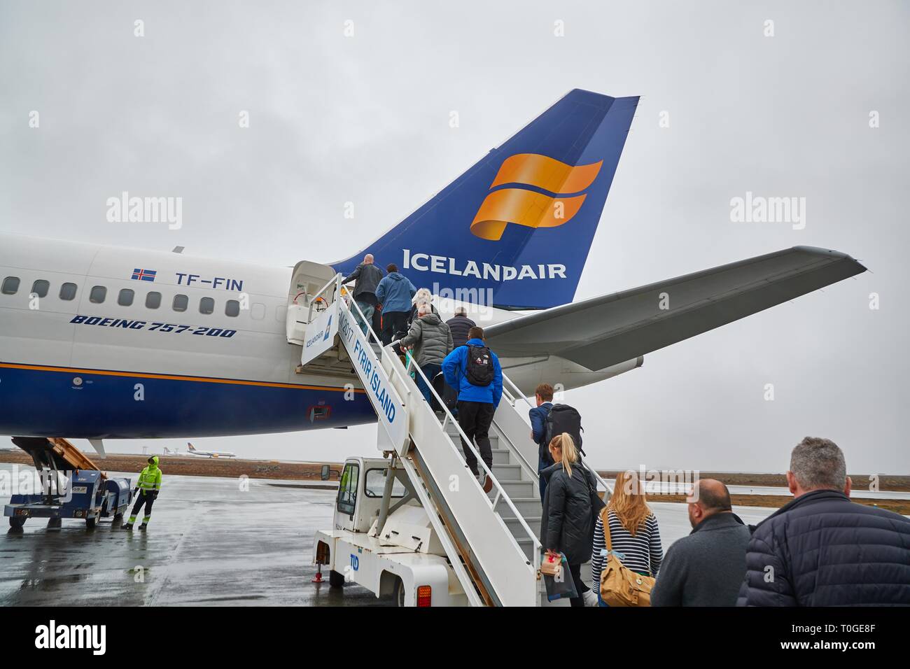 Icelandair piano imbarco Foto Stock