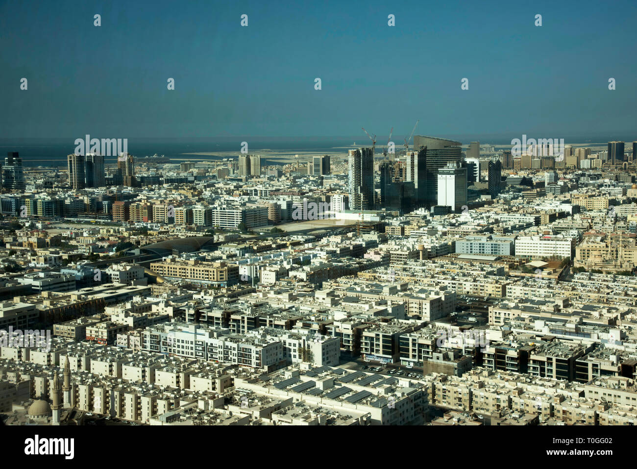 Vista del moderno da Dubai Dubai costruzione del telaio, Dubai, Emirati Arabi Uniti. Foto Stock