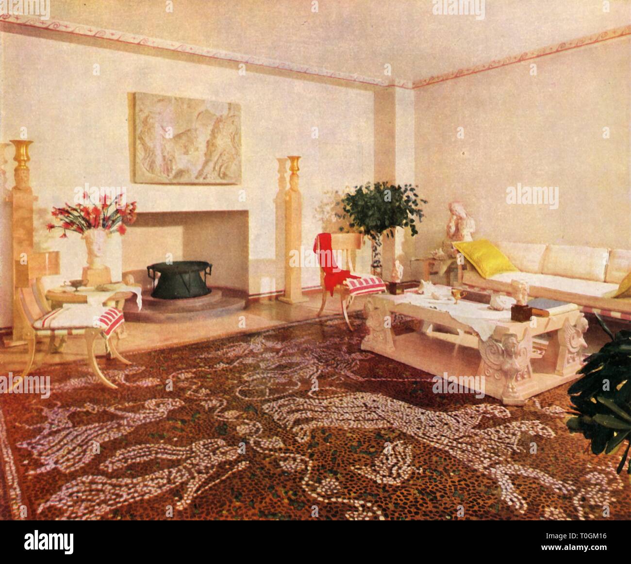 " La Sala - Robsjohn-Gibbings, indicato lo stile di questa camera come 'Sans Epoque',', 1941. Creatore: sconosciuto. Foto Stock