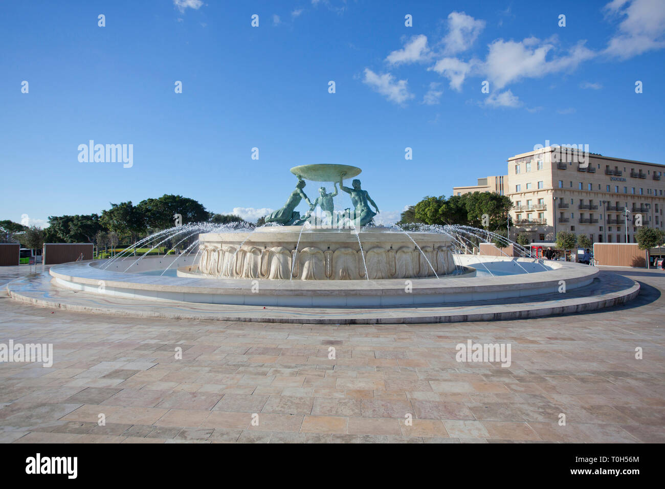Fontana del Tritone, Valletta, Malta Foto Stock