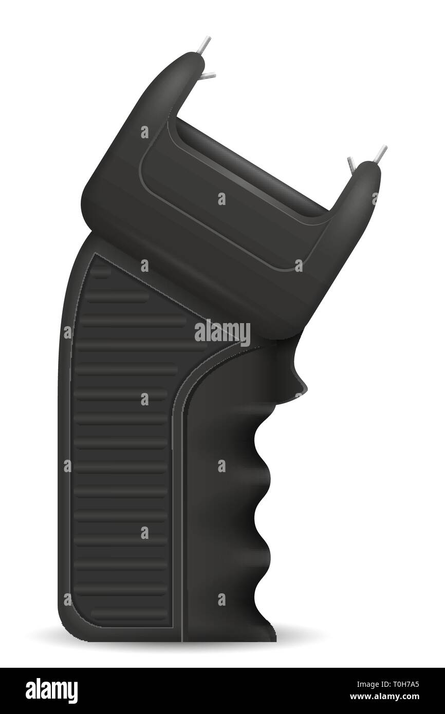 Paralizzatore elettrico arma di autodifesa illustrazione vettore isolato su sfondo bianco Illustrazione Vettoriale
