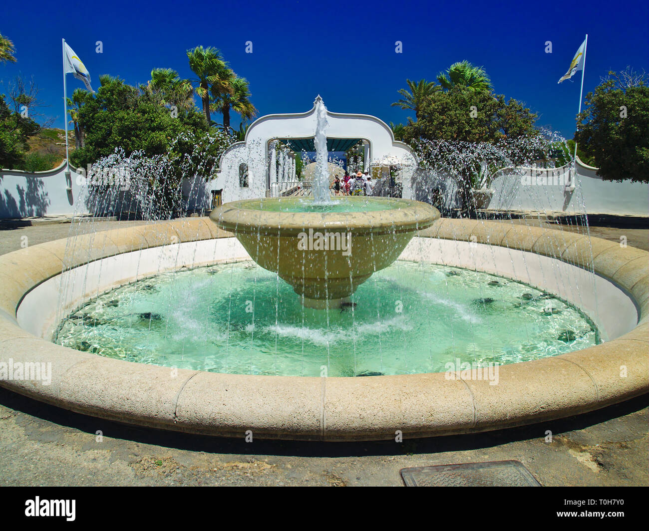 L' isola di Rodi, terme di Kallithea o Kalithea Therme con spa conosciuta da tempi antichi per avere proprietà terapeutiche. Foto Stock