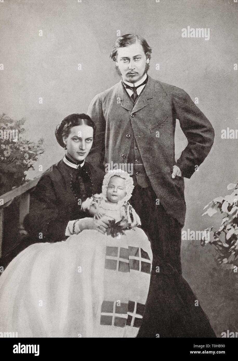 Albert Edward e Alexandra con Albert Victor nel 1864 Foto Stock