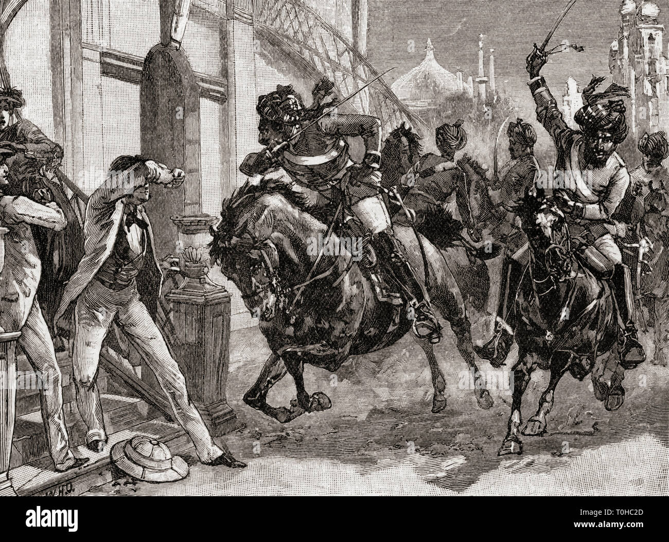 Ribellione indiana, mutinismo indiano, mutinismo sepoico, Rebel Sepoy a Delhi, India, Asia, Asia, indiano, vecchia immagine dell'annata 1800s Foto Stock