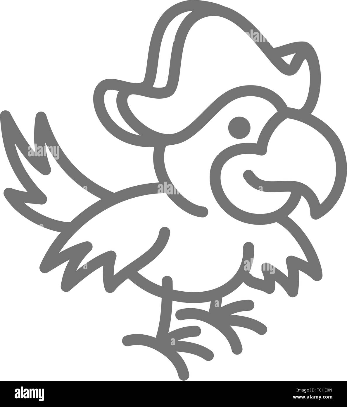 Pirate parrot, Ara bird icona linea. Illustrazione Vettoriale