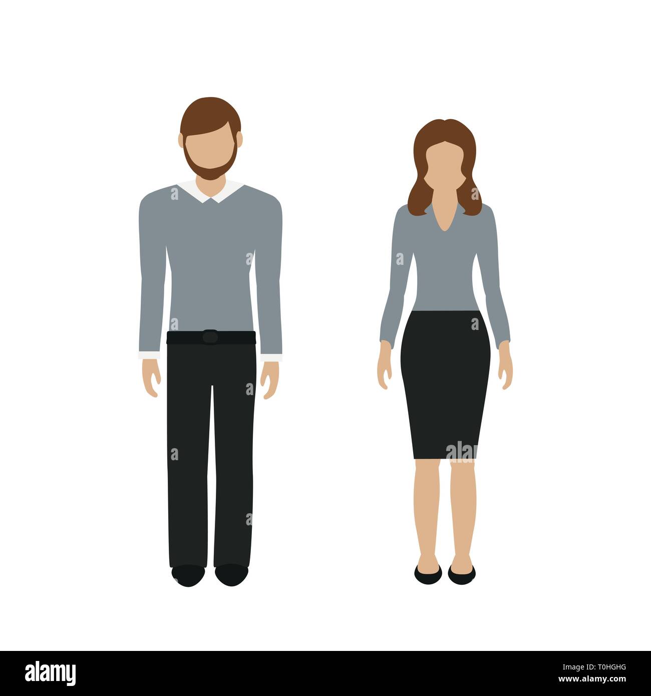 L uomo e la donna carattere nel business casual look isolati su sfondo bianco illustrazione vettoriale EPS10 Illustrazione Vettoriale