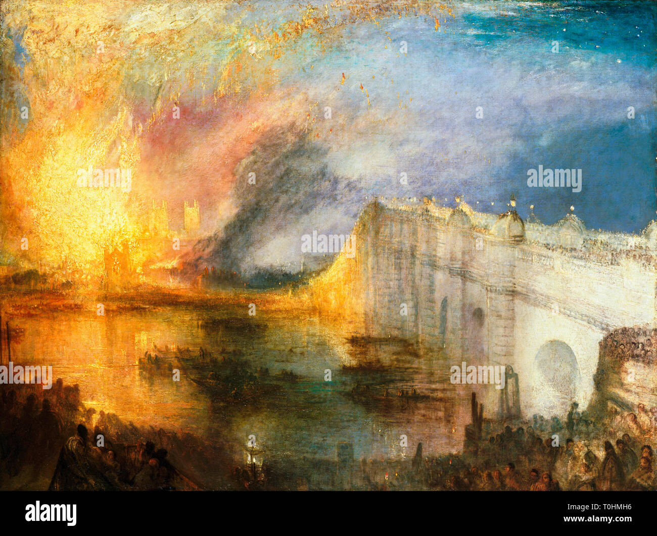 JMW Turner, The Burning of the Houses of Lords and Commons, pittura, circa 1834 Foto Stock