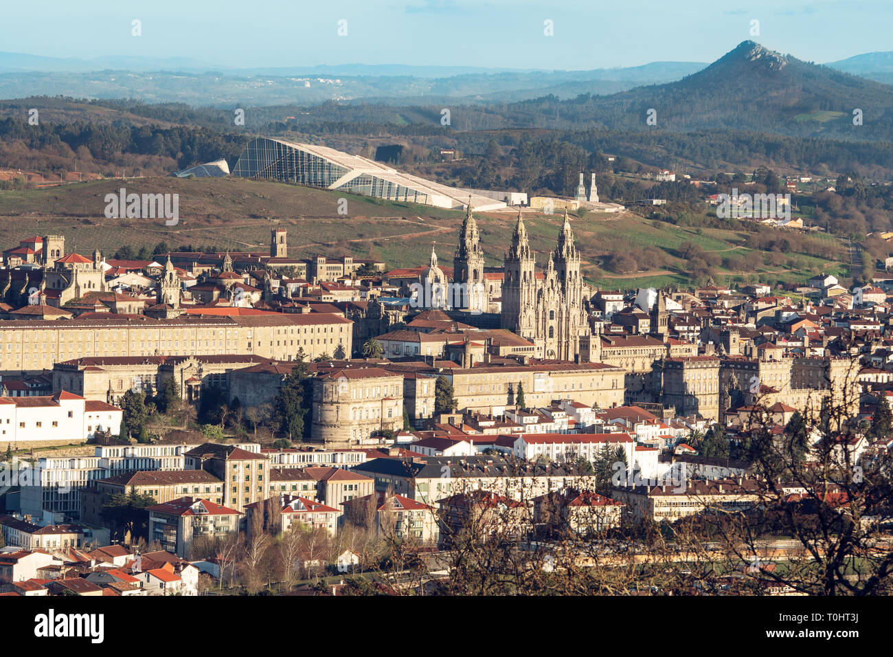 Santiago de Compostela cityscape vista sulla giornata di sole Foto Stock