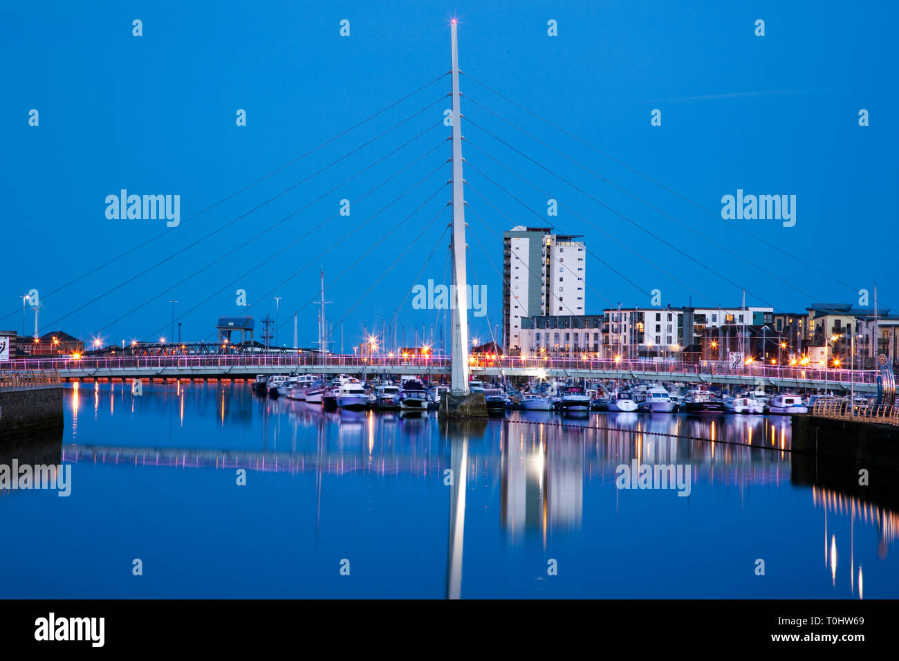 Piede Millennium Bridge, SA1 Area, Swansea, Regno Unito Foto Stock