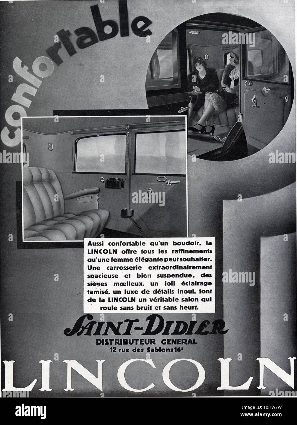 Publicité ancienne 1 mars 1930 . LINCOLN Foto Stock
