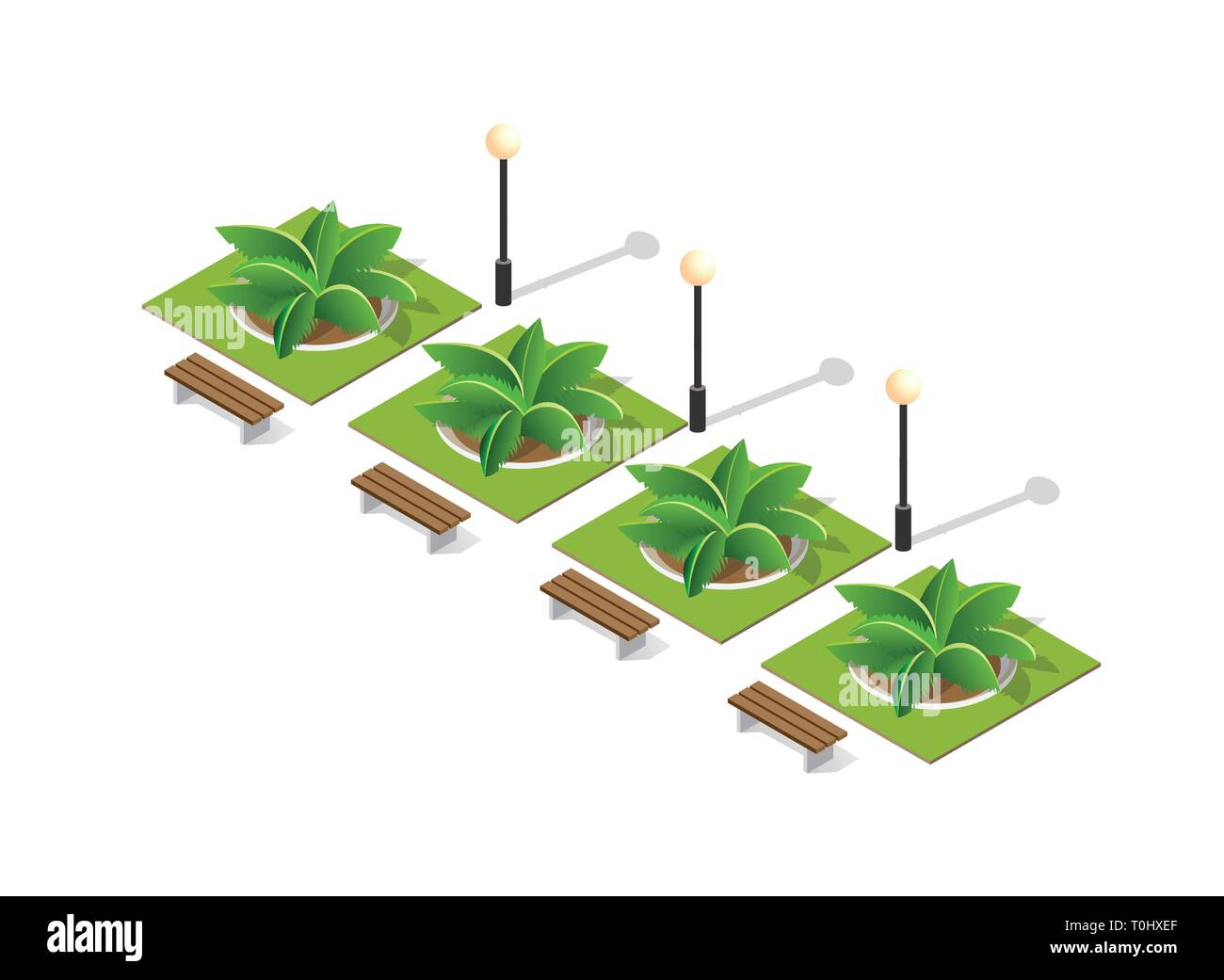 Natura del parco con alberi paesaggio Illustrazione Vettoriale