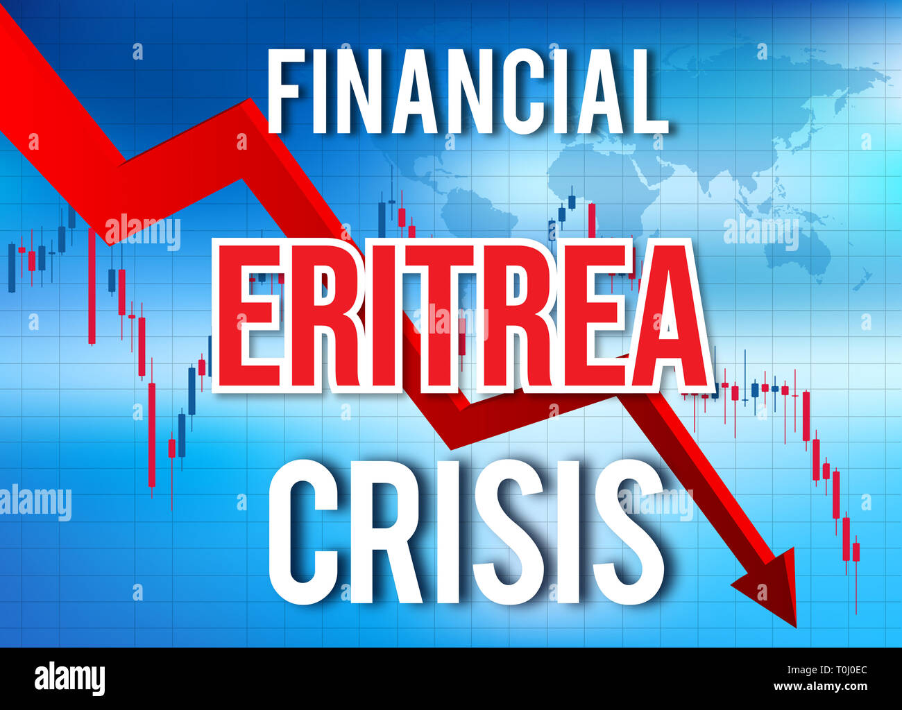Eritrea crisi finanziaria del crollo economico del mercato globale di Crash Meltdown illustrazione. Foto Stock
