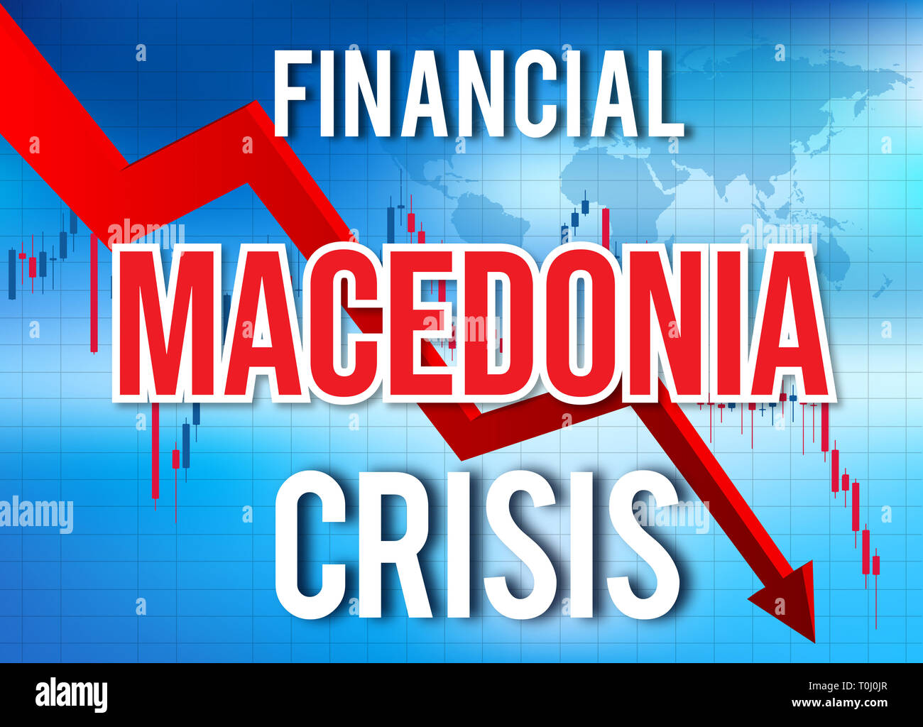 Macedonia crisi finanziaria del crollo economico del mercato globale di Crash Meltdown illustrazione. Foto Stock
