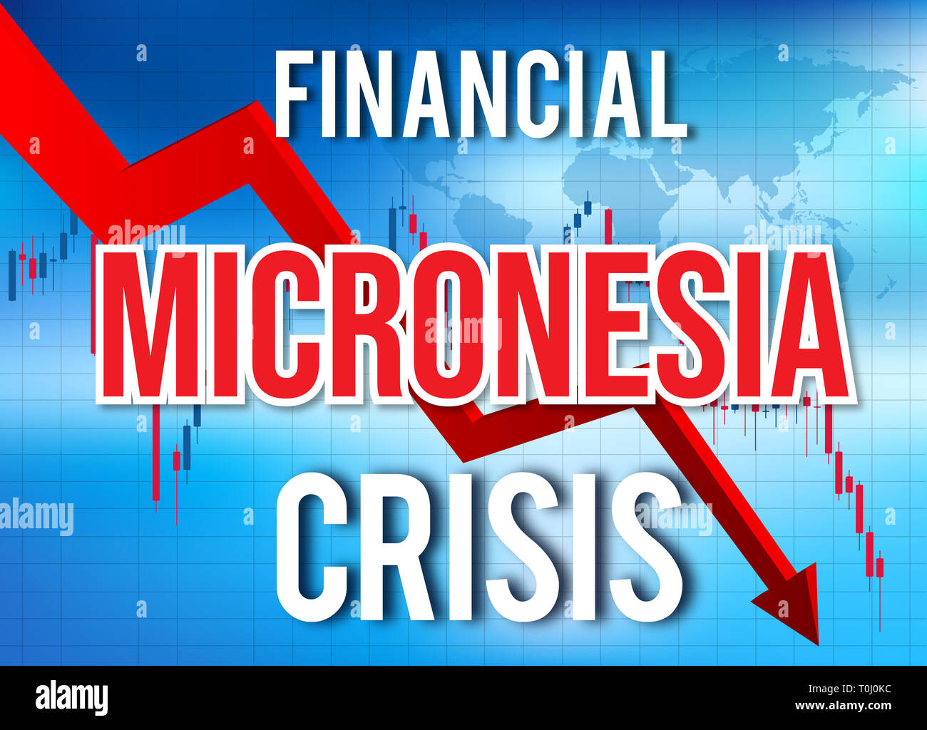Micronesia crisi finanziaria del crollo economico del mercato globale di Crash Meltdown illustrazione. Foto Stock