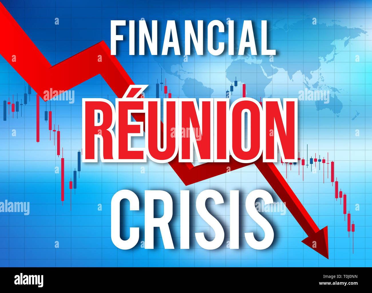 Riunione di crisi finanziaria del crollo economico del mercato globale di Crash Meltdown illustrazione. Foto Stock