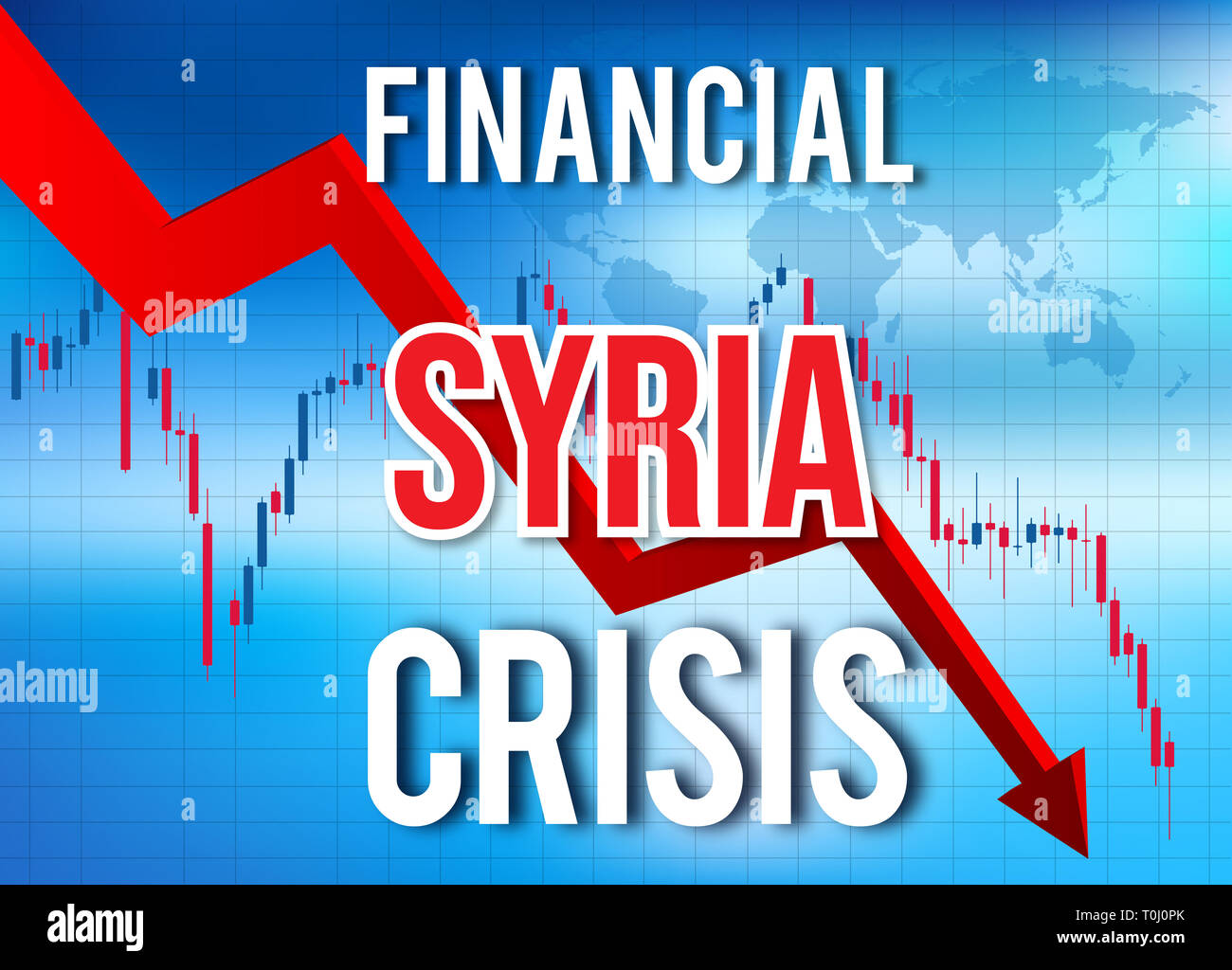 La siria crisi finanziaria del crollo economico del mercato globale di Crash Meltdown illustrazione. Foto Stock