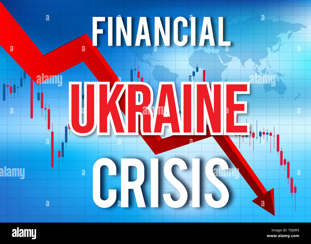 L'Ucraina la crisi finanziaria del crollo economico del mercato globale di Crash Meltdown illustrazione. Foto Stock