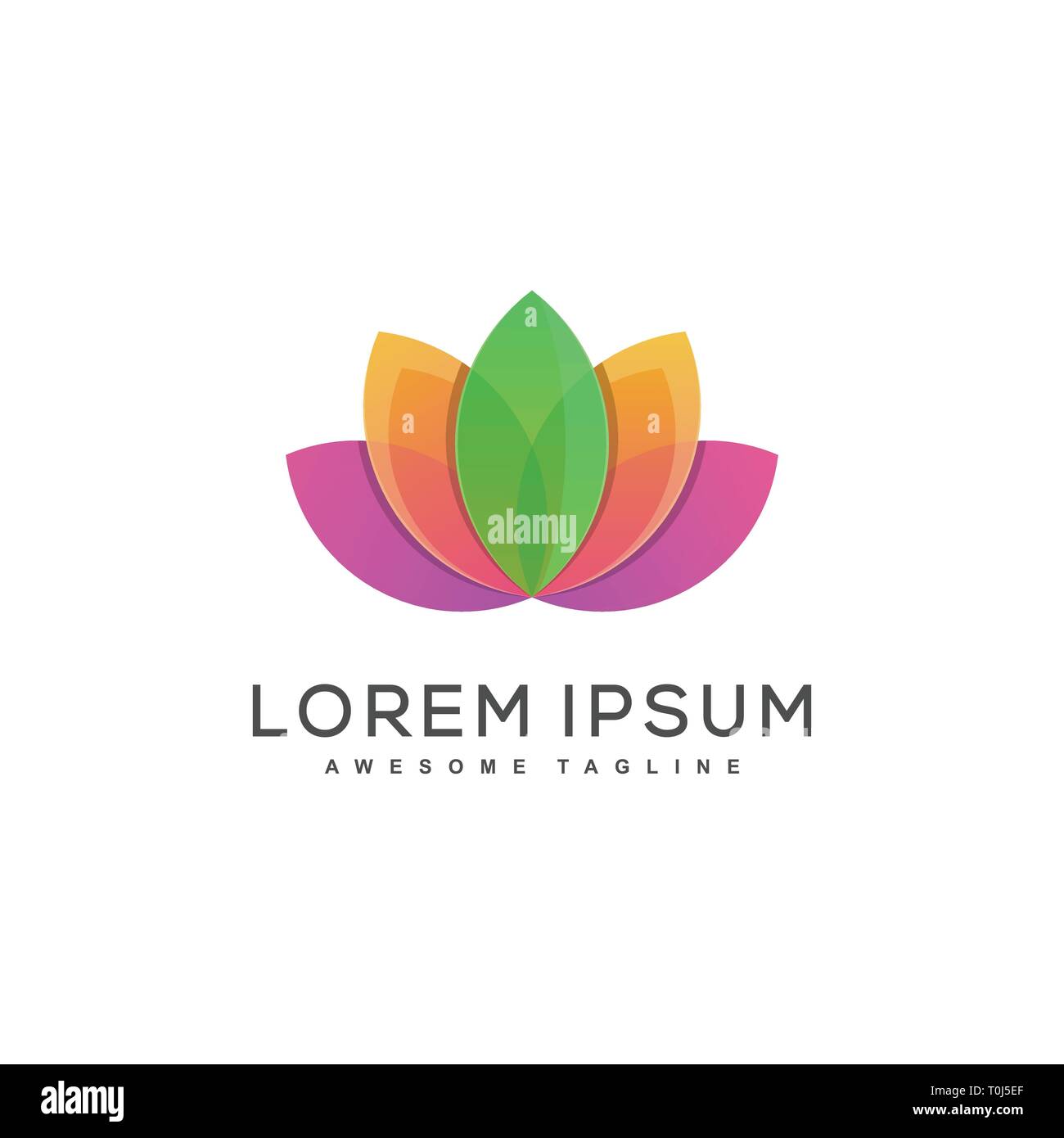 Lotus multicolore concetto Illustrazione illustrazione template vettoriale. Adatto per industria creativa, Multimedia, intrattenimento, educative, Shop, e Illustrazione Vettoriale