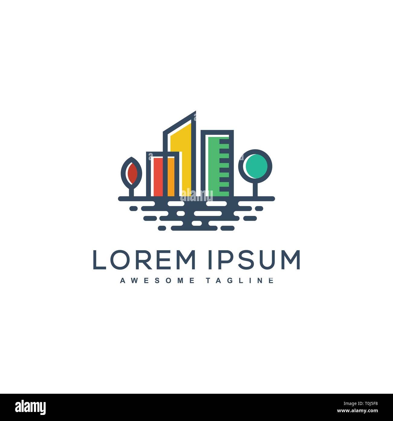 Città d'acqua concetto illustrazione template vettoriale. Adatto per industria creativa, Multimedia, intrattenimento, educative, Shop, e qualsiasi attività correlate Illustrazione Vettoriale