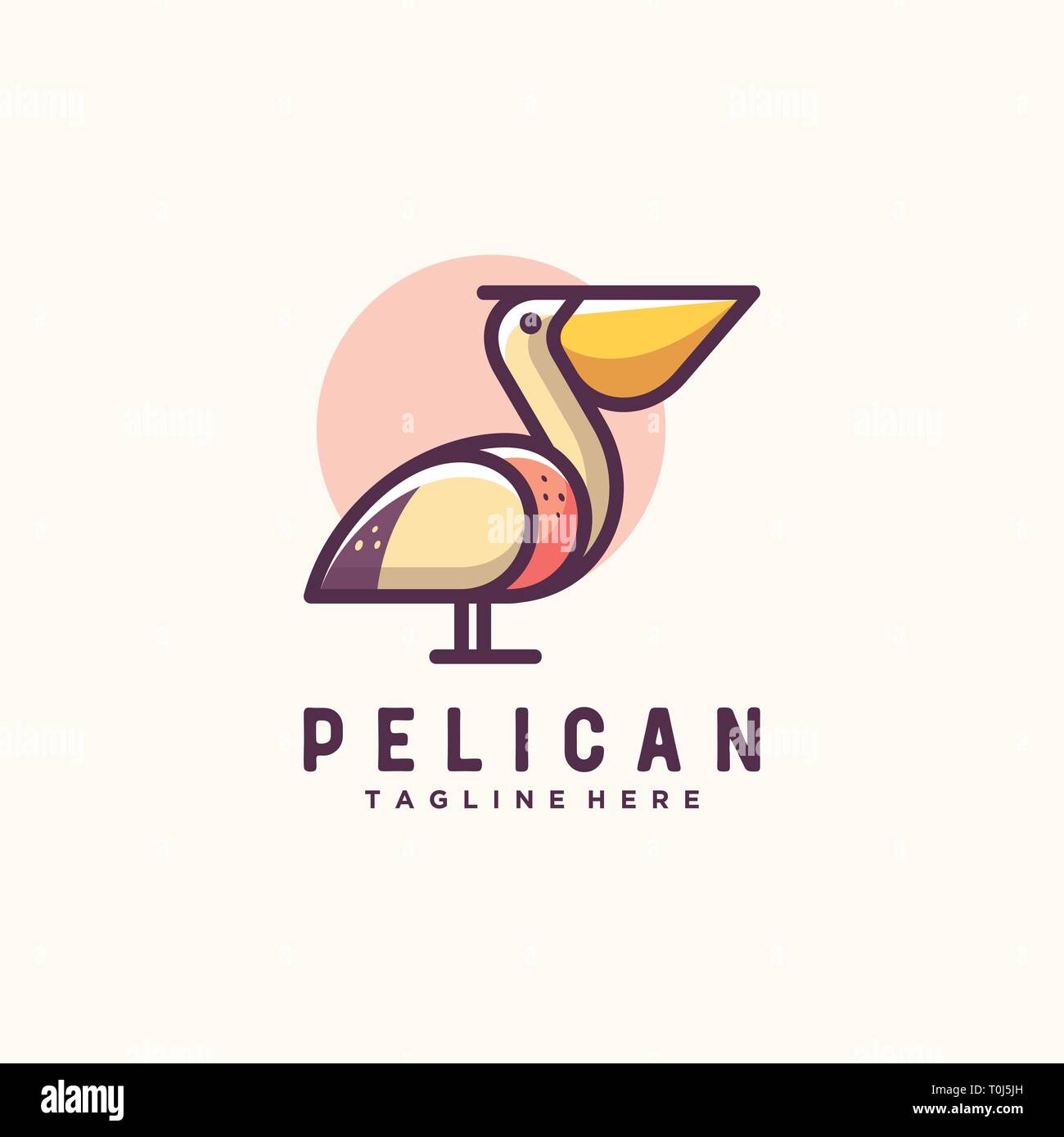Pelican illustrazione vettoriale modello di progettazione. Adatto per industria creativa, Multimedia, intrattenimento, educative, Shop, e qualsiasi attività correlate Illustrazione Vettoriale