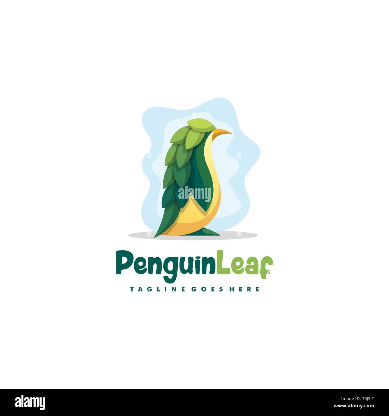 Penguin foglia illustrazione vettoriale modello di progettazione. Adatto per industria creativa, Multimedia, intrattenimento, educative, Shop, e di qualsiasi relativo busines Illustrazione Vettoriale