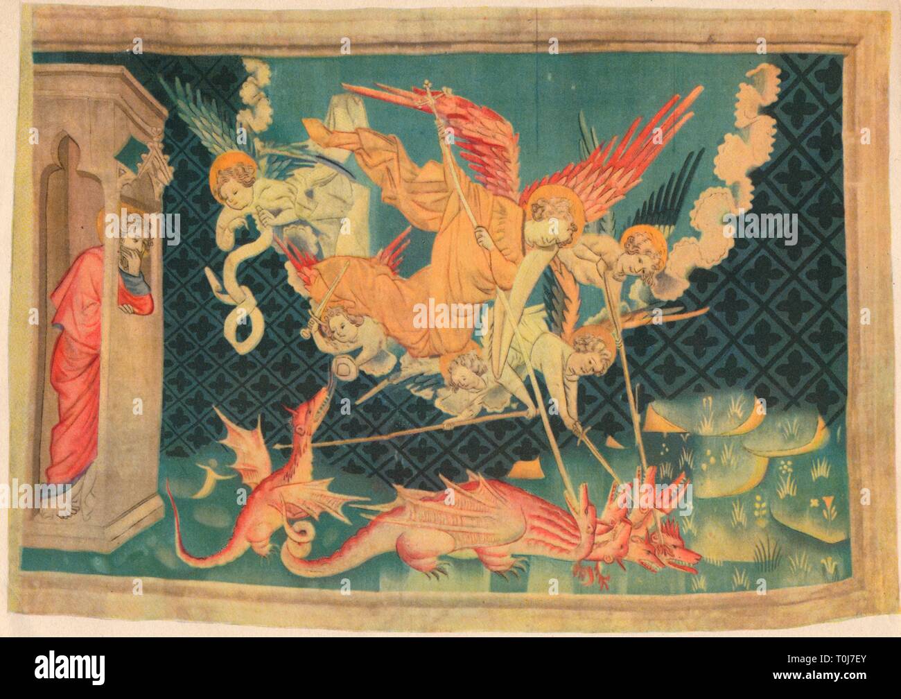 "L'Apocalisse. San Michele e i suoi agenti a superare il drago". Creatore: sconosciuto. Foto Stock