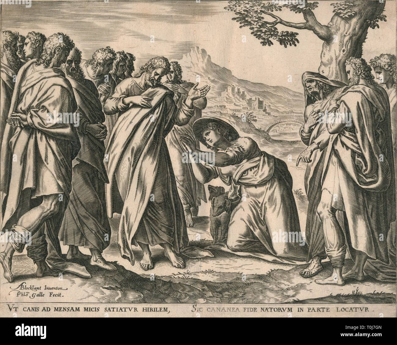 Cristo e la donna di Canaan c1577-1579. Creatore: Philip Galle. Foto Stock