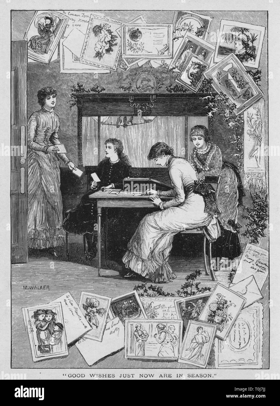 "Auguri solo ora sono nella stagione", 1882. Creatore: M Walker. Foto Stock