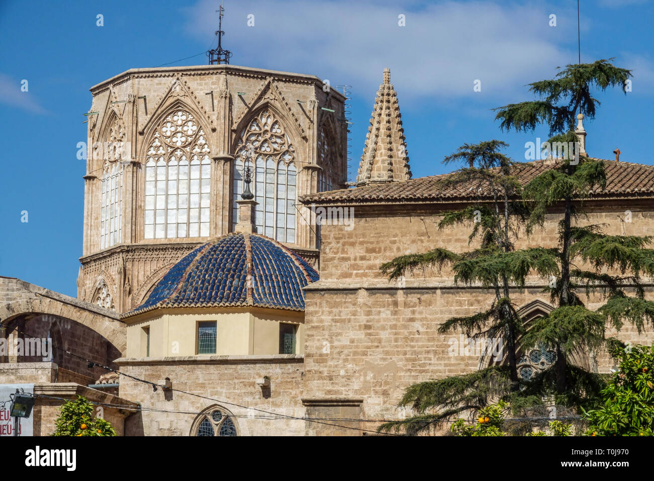 Torre della Cattedrale di Valencia, architettura spagnola Foto Stock