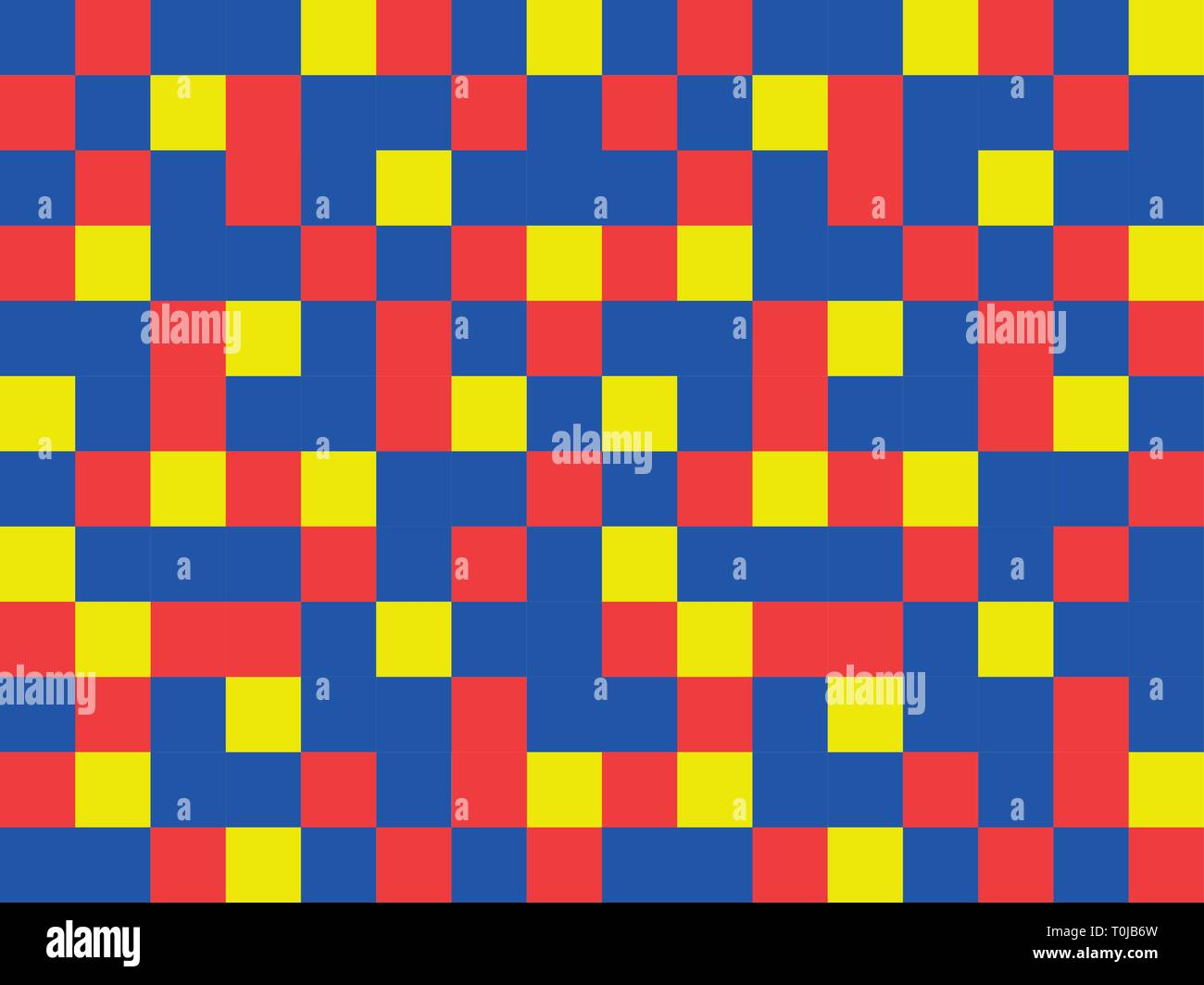 Abstract blue rosso giallo garishly sfondo di sqares modellato Illustrazione Vettoriale