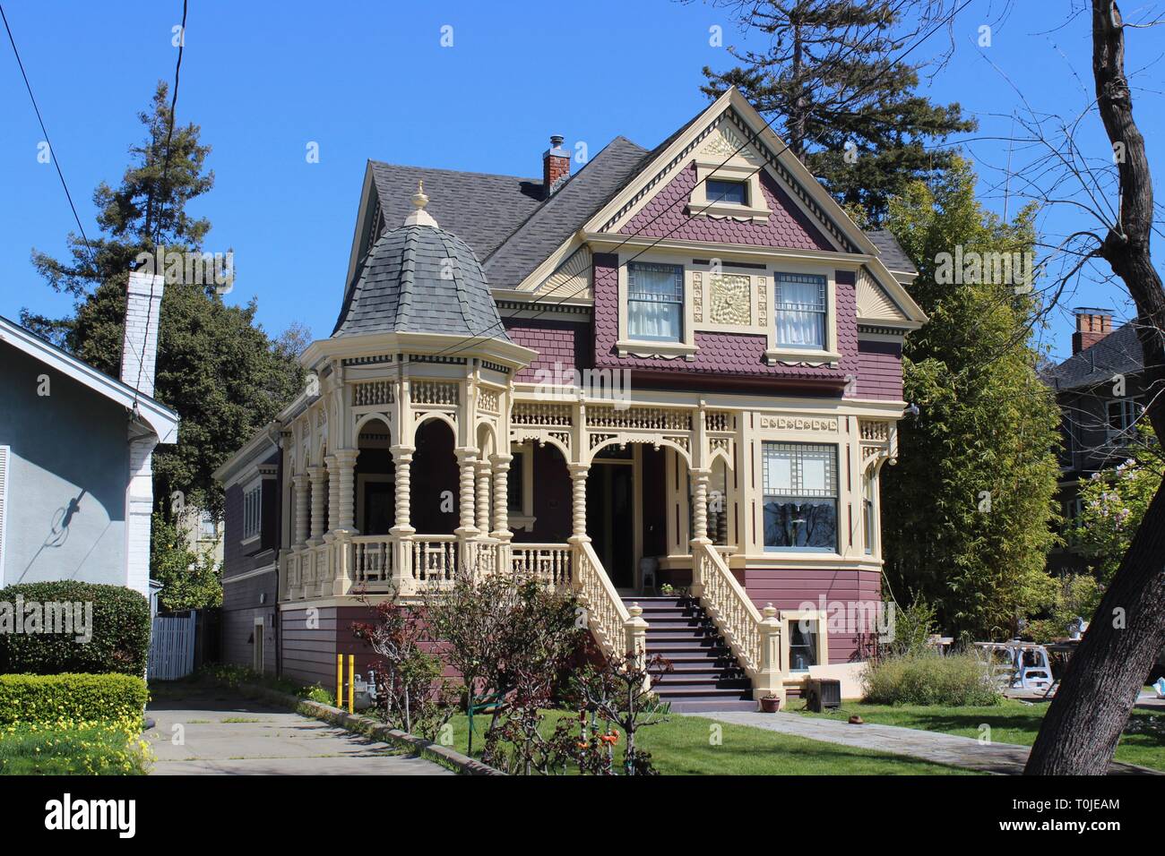 Queen Anne House, progettata da A.W. Pattiani nel 1886, Alameda, California Foto Stock