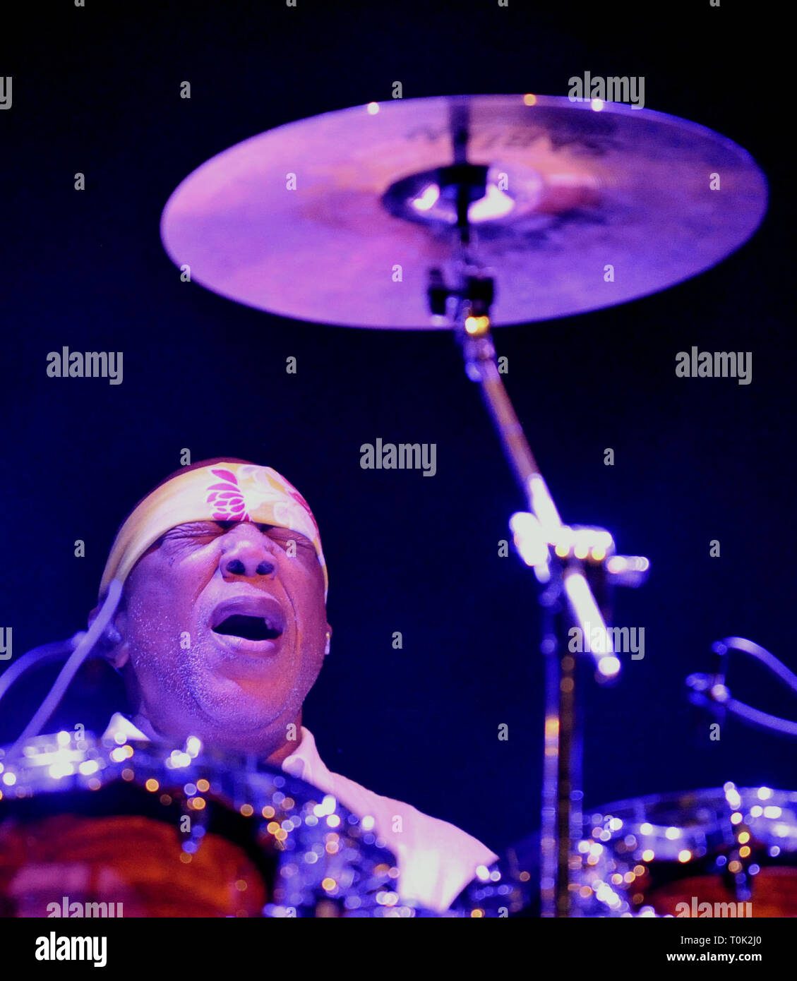 Brno, Repubblica Ceca. 20 Mar, 2019. Noi batterista jazz Billy Cobham compie durante il suo progetto Crosswinds entro Jazzfest Brno, Repubblica Ceca, il 20 marzo 2019. Credito: Igor Zehl/CTK foto/Alamy Live News Foto Stock
