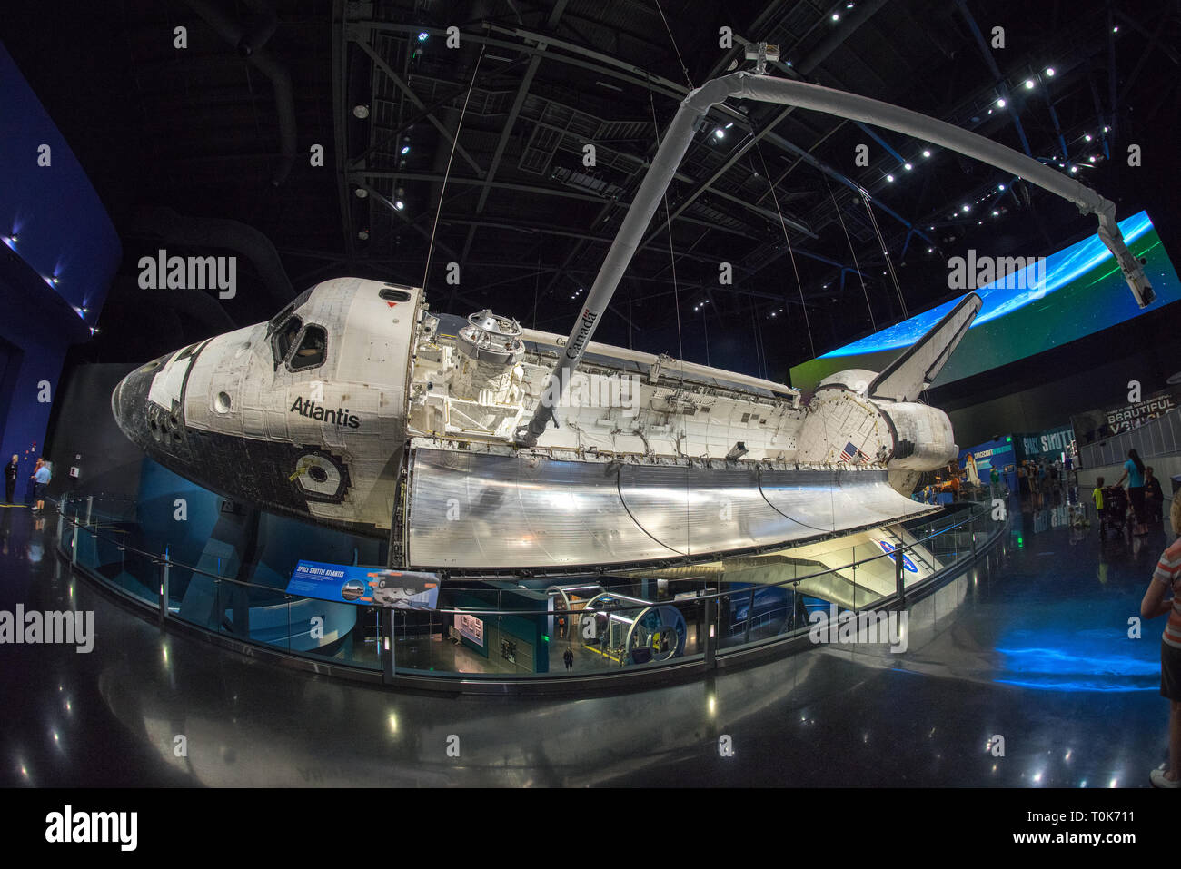 La NASA Kennedy Space Center, navetta Atlantis sul display Foto Stock