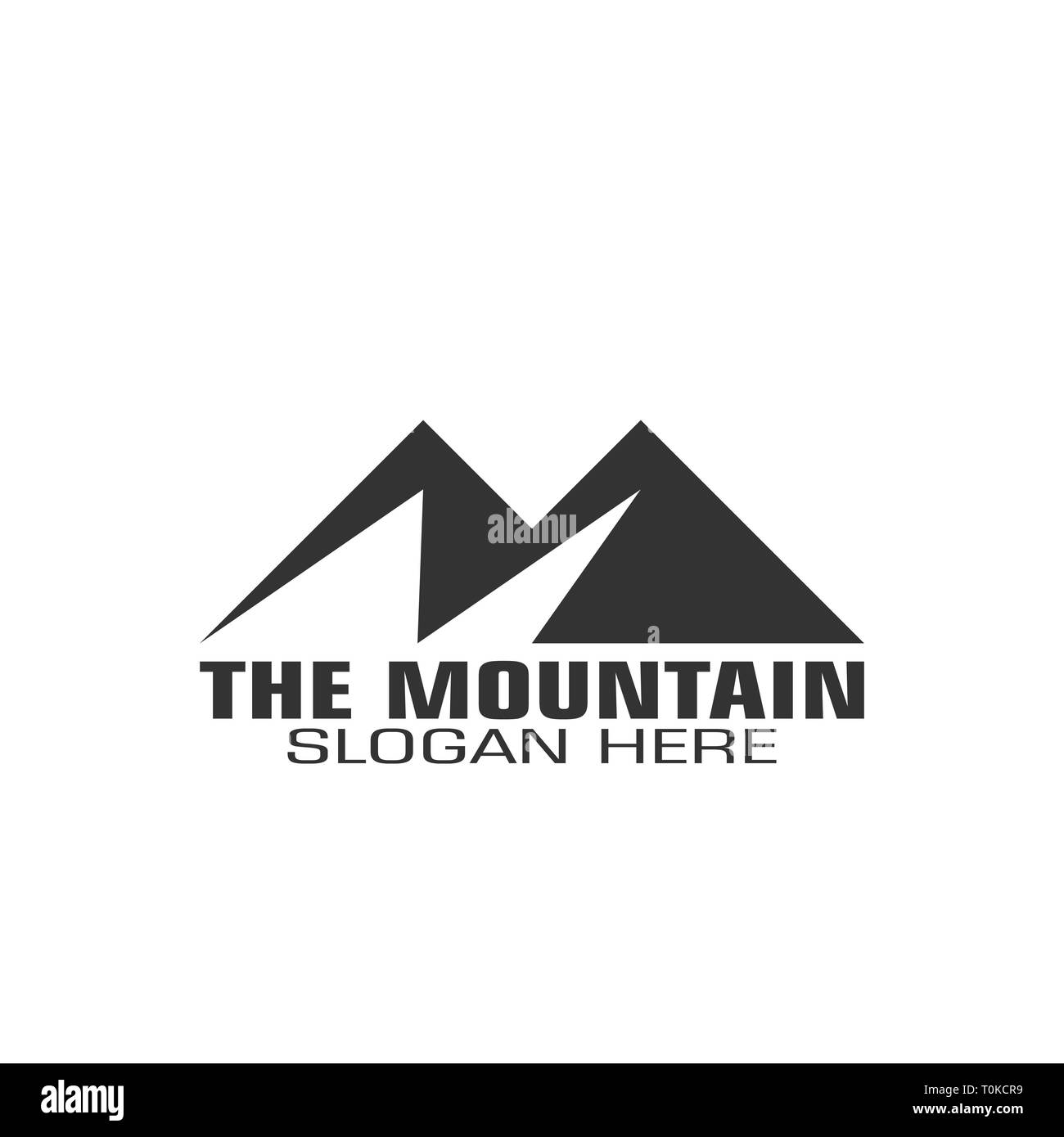 Mountain logo grafico modello, semplice logo di montagna design piatto. Illustrazione Vettoriale