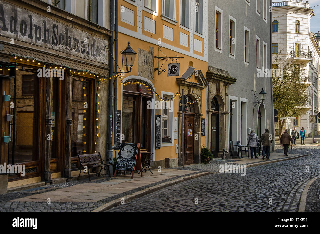 Görlitz la città più orientale in Germania è una città con un sacco di esperienza. La città si trova sulla Lusatian Neisse in Sassonia. Foto Stock