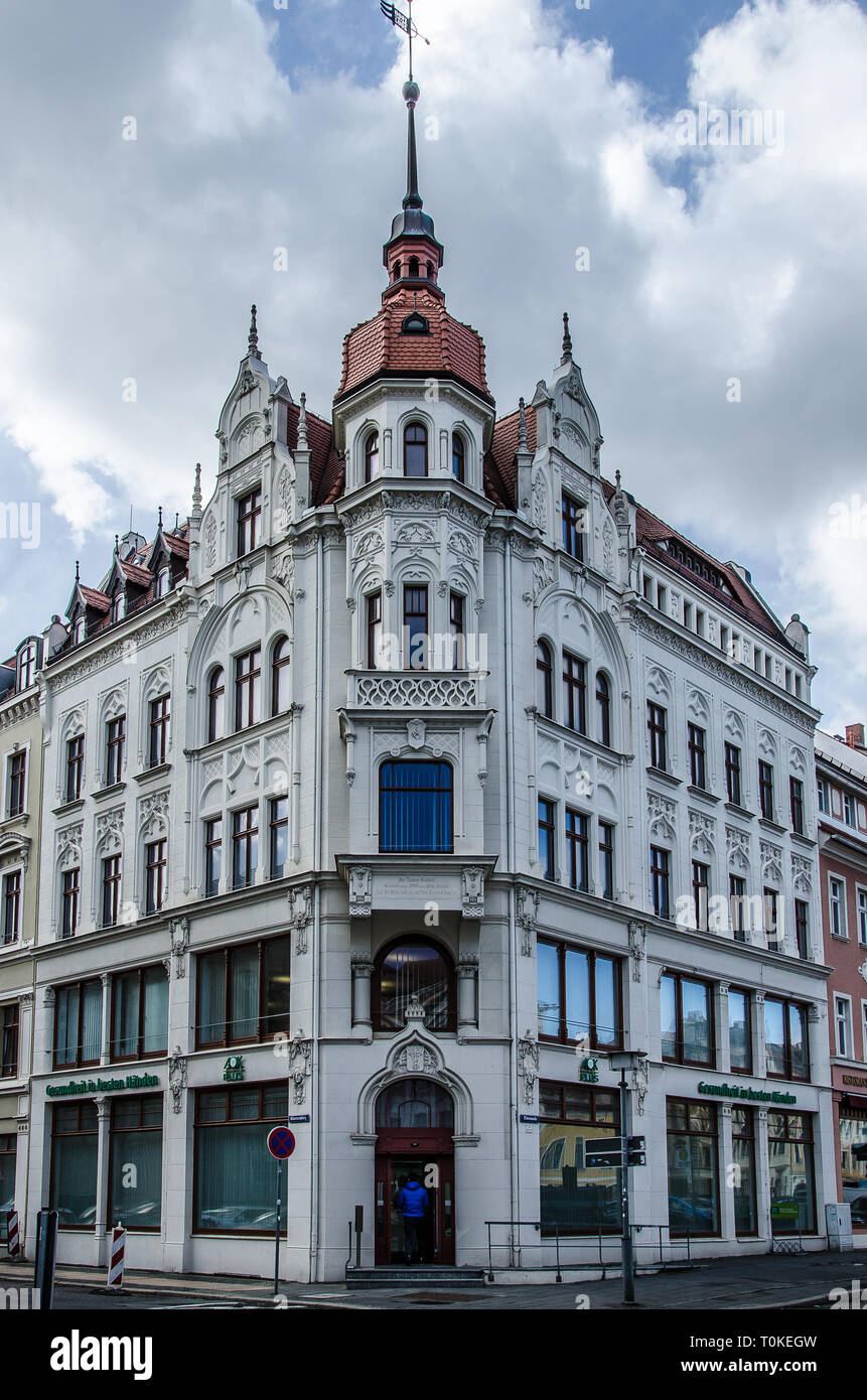 Görlitz la città più orientale in Germania è una città con un sacco di esperienza. La città si trova sulla Lusatian Neisse in Sassonia. Foto Stock