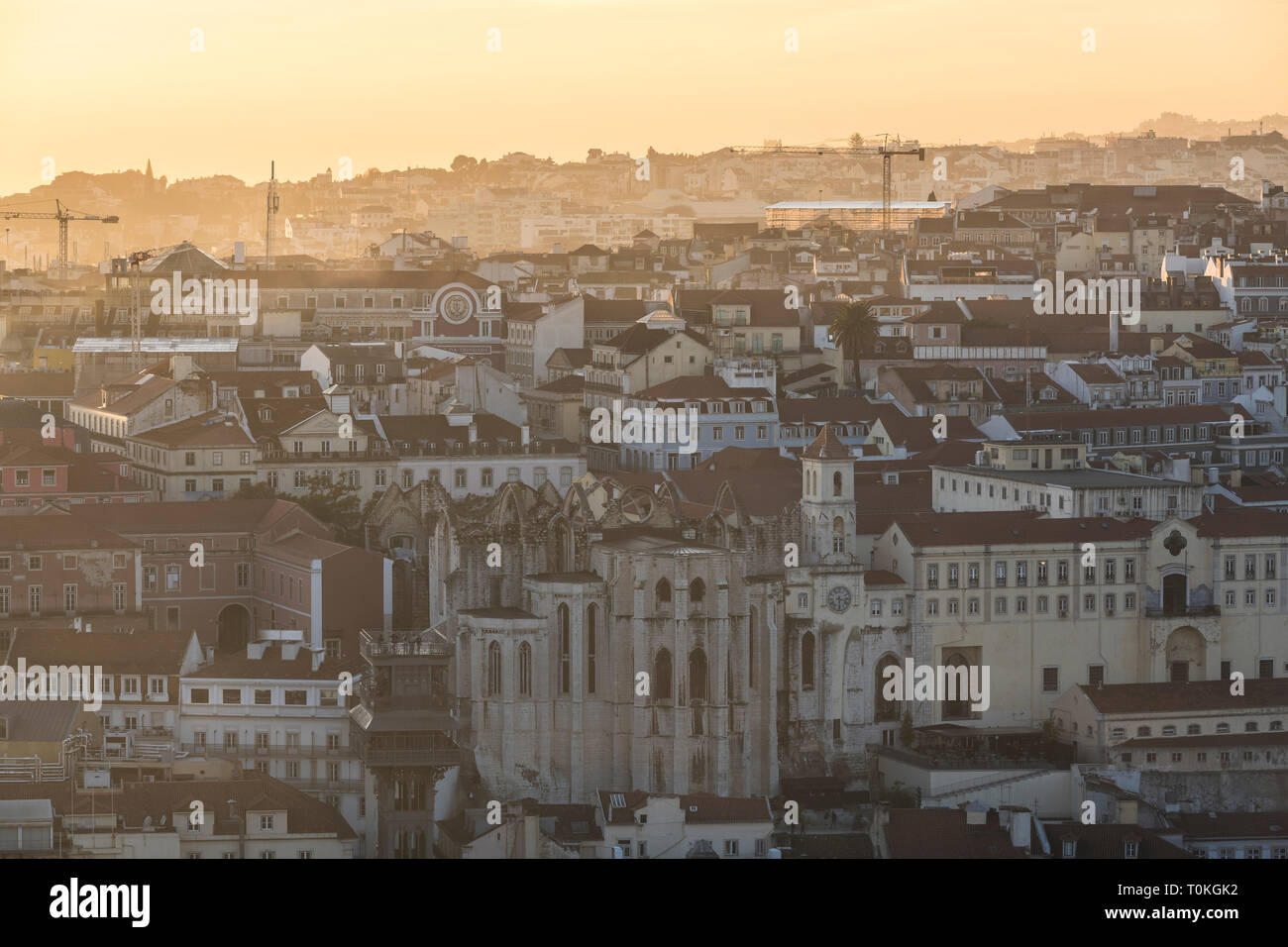 Vista dal Castelo de São Jorge a Lisbona, tramonto, Portogallo Foto Stock
