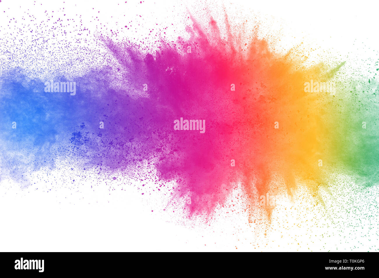Polvere colorata esplosione su sfondo bianco. Abstract color pastello di particelle di polvere splash. Foto Stock