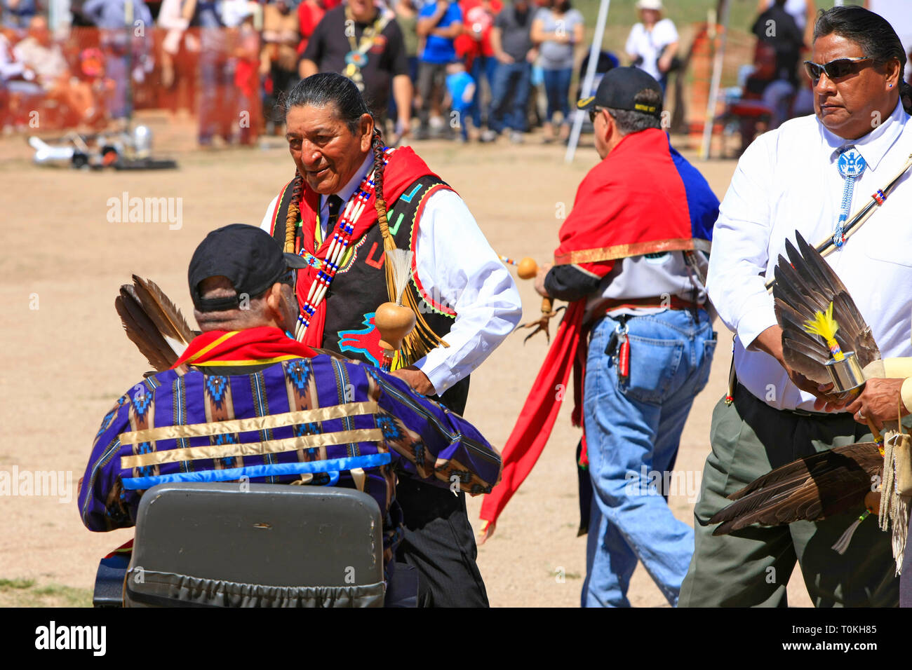 Riunione dei dirigenti anziani all'annuale Wa:k Pow Wow sul Tohono O'odham prenotazione in Arizona Foto Stock