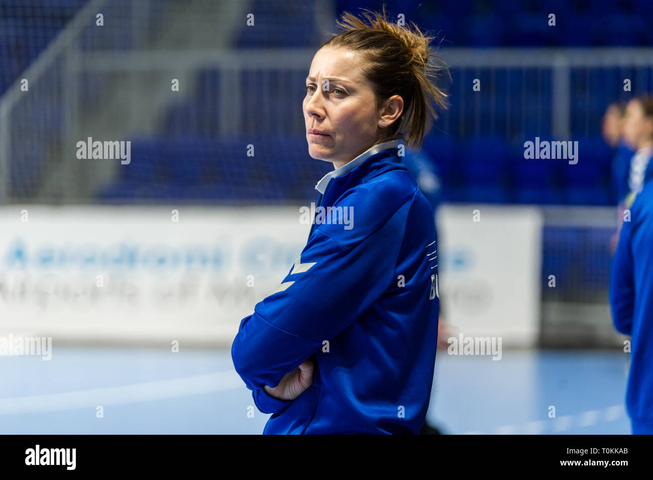 Bojana Popovic pulmann in Buducnost ed ex giocatore nella partita contro il Rostov Don dalla Russia Foto Stock